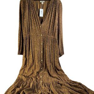 Style & Co - Women's Animal Print Brown Leopard Print Maxi Dress - Size: Large